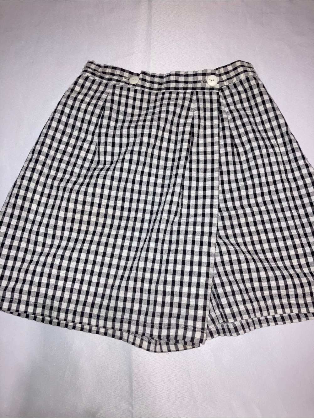Kelly's Kids Black and White Gingham Pleated A-Line Mini Skirt